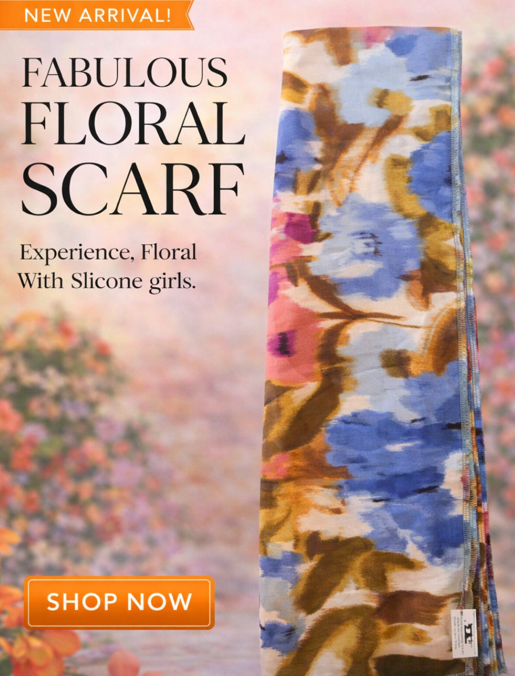 Purple and Blue Floral Scarf