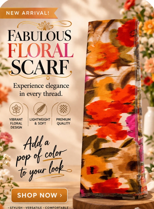 Red and Pink Floral Scarf