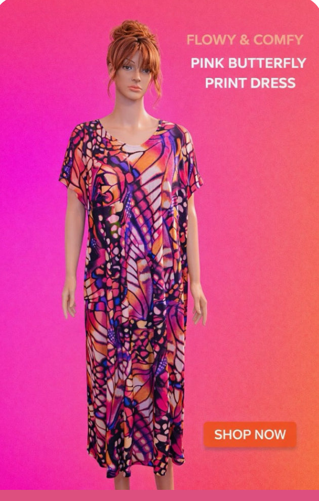 Pink Butterfly print dress (Copy)